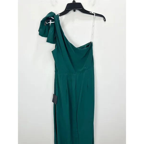 Lulus Simply Brilliant Emerald One-Shoulder Bow Maxi Dress Formal Large NWT - Image 14