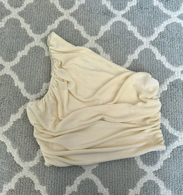 Amazon cropped ruched one shoulder asymmetrical crop top - Image 2