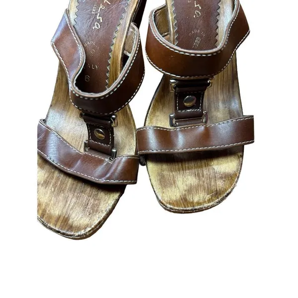 Italian Shoemakers Contesa‎ Wood Look Wedge Brown Sandals Sz 6 Made In Italy - Image 12