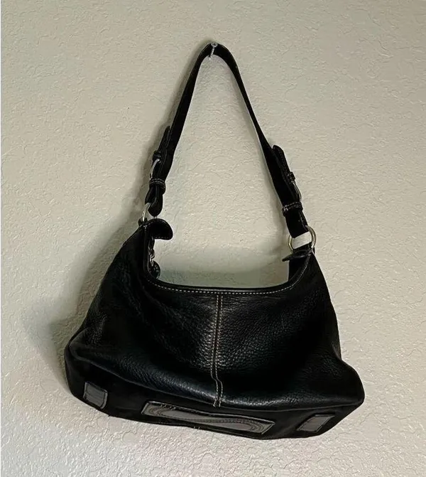 SAK black Rough Leather Satchel Purse Bag - Image 4