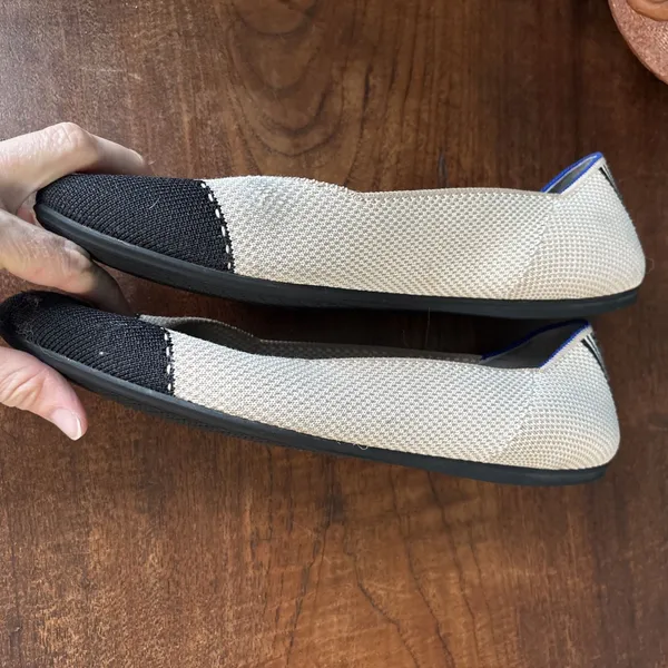 Rothy's Womens The Square Tuxedo Cream Black Knit Cap Toe Slip On Ballet 11.5 - Image 3