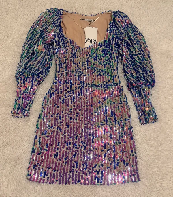 Zara Limited Edition 2019 Multicolored Sequin Mini Dress Size XS - NWT - Image 7