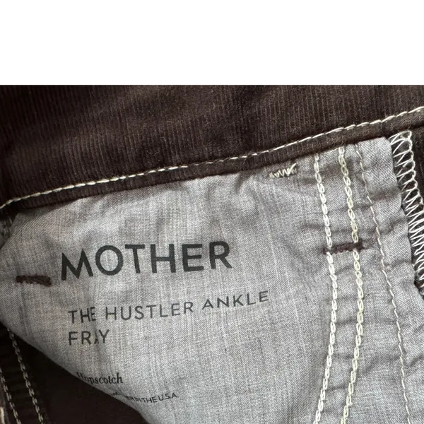 MOTHER The‎ Hustler Ankle Fray Corduroy Pants Hopscotch Brown High Rise Flare 25 - Image 5