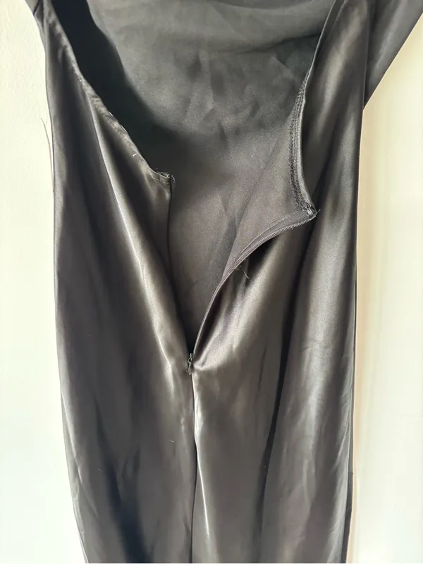 Altar’d State Paityn Strapless Maxi Dress Black Satin Formal Elegant Wedding - Image 13