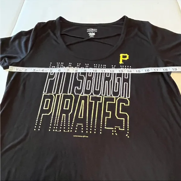 MLB Pittsburgh Pirates Campus Life Womens Large Black Fitted Short‎ Sleeve Shirt - Image 6