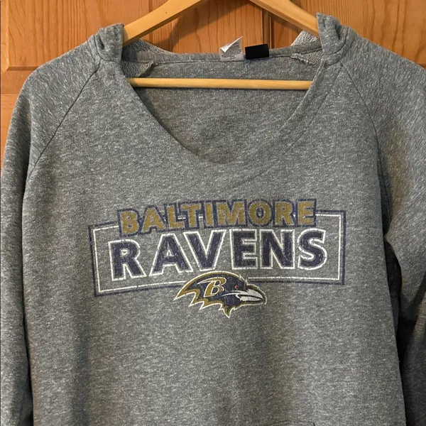 NFL Baltimore Ravens Football Team Size Large Gray Hoodie Unisex Sweatshirt - Image 3