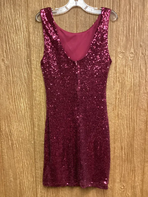 Crystal Doll Burgundy Sequins Dress Size S - Image 3