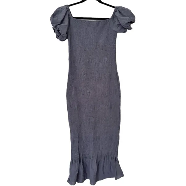 Baltic Born Alana Smocked Midi Dress Womens Medium Blue New - Image 7