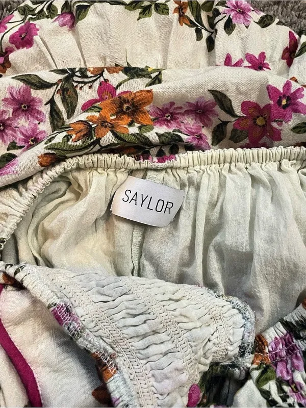 Saylor Ayame Floral Flutter Sleeve Tiered Maxi Dress Small - Image 9
