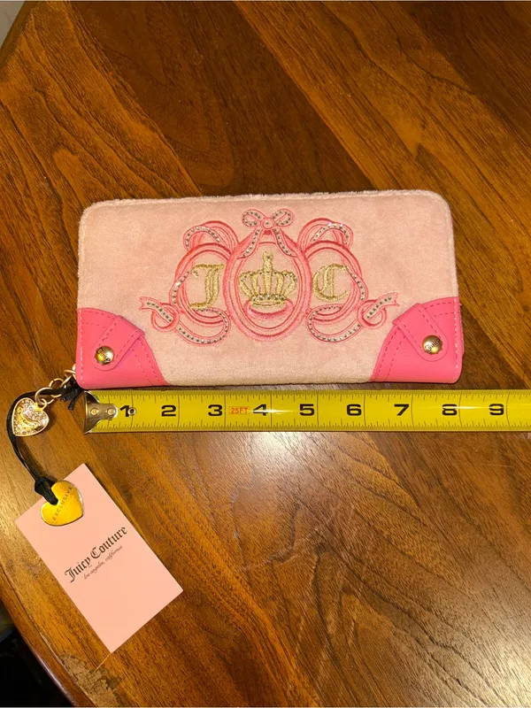 JUICY COUTURE “Lovers Club” Large Zip Around Wallet | Pink Terry Cloth | NWT Y2K - Image 10