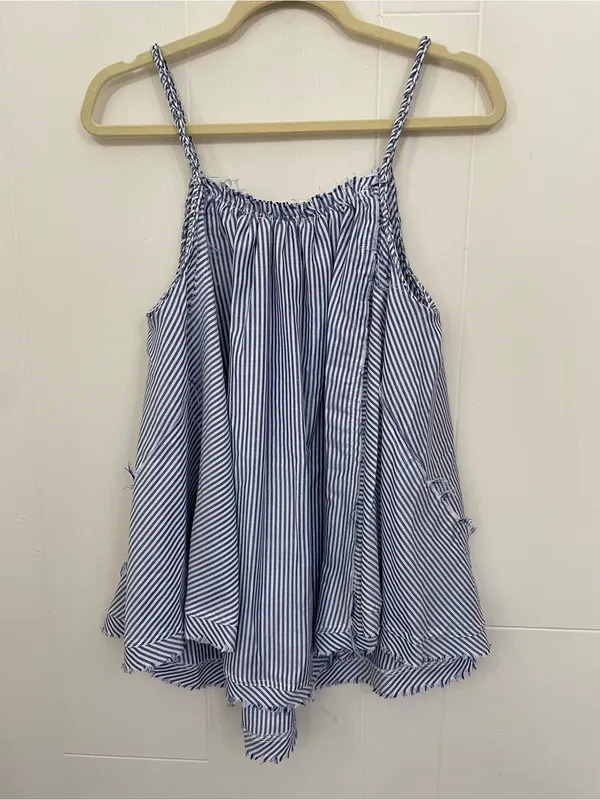 Altard State Flowy Striped Tank Top Size M Blue White Nautical Boho Summer - Image 3