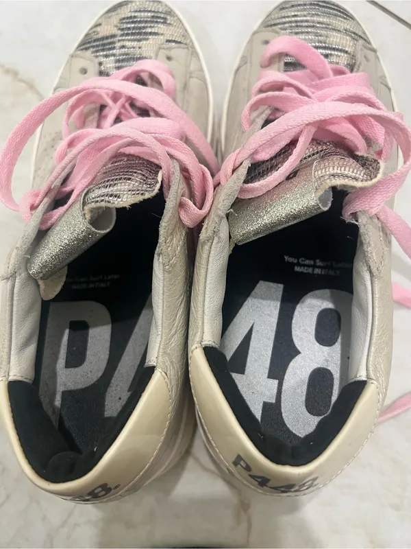 P448 Silver Metallic Sneakers Size 38 EU - Image 6