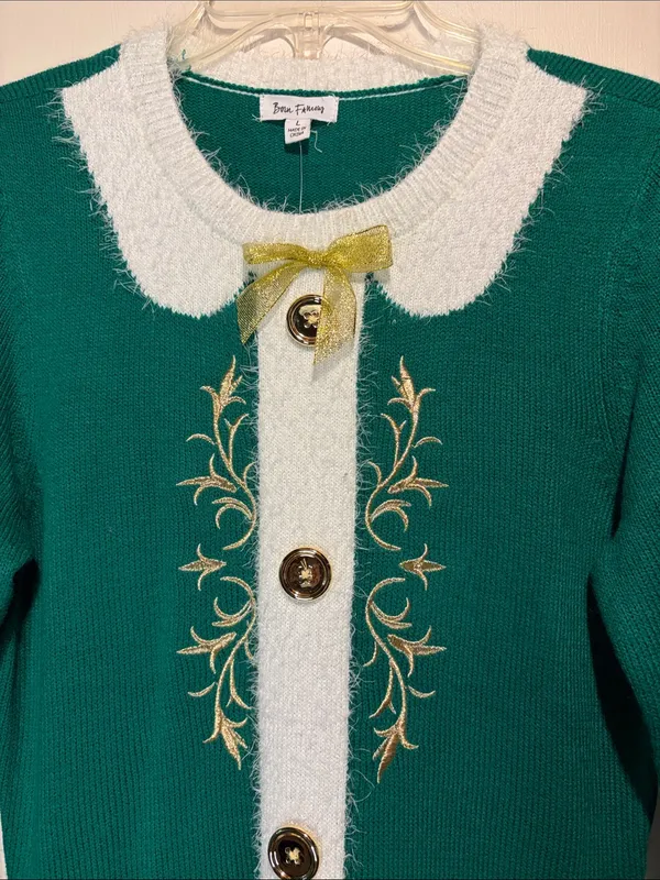 Born Famous NWT Elf Christmas Sweater Dress Jingle Bells Office Party Size L - Image 7