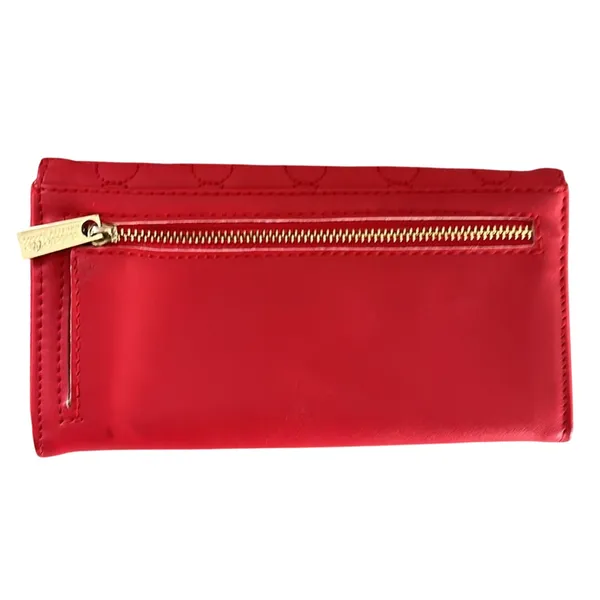 Nanette Lepore Quilted Red Trifold Floral lined wallet clutch - Image 3