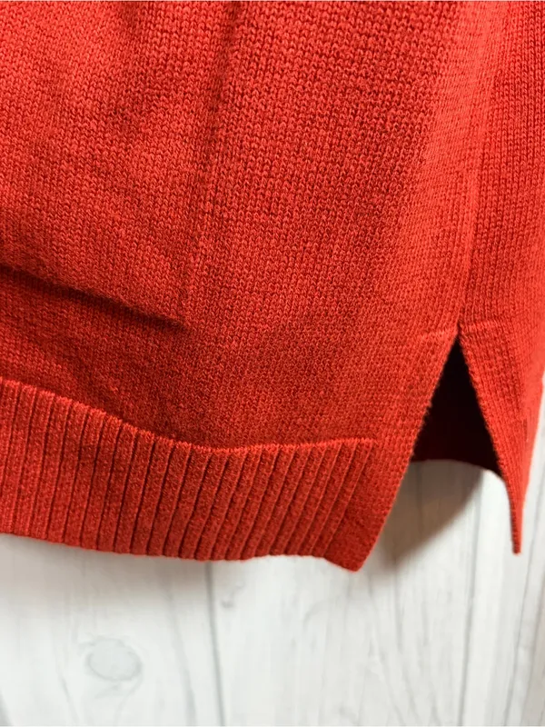 TALBOTS Burnt Orange 100% Cotton Open-Front Pocket Sweater Cardigan, Medium - Image 6