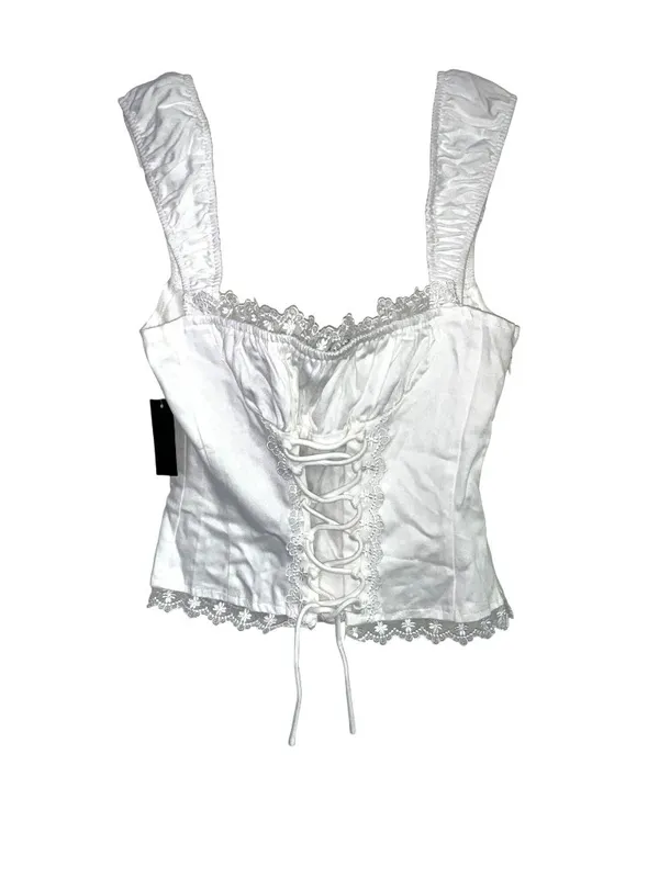 LIONESS Palmer Corset in Porcelain White Small New Womens Sleeveless Tank Top - Image 5