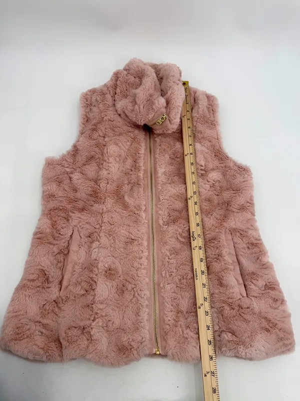 Marc New York Vest Women’s M Pink Faux Fur Zip Andrew Marc Plush Layering READ - Image 11