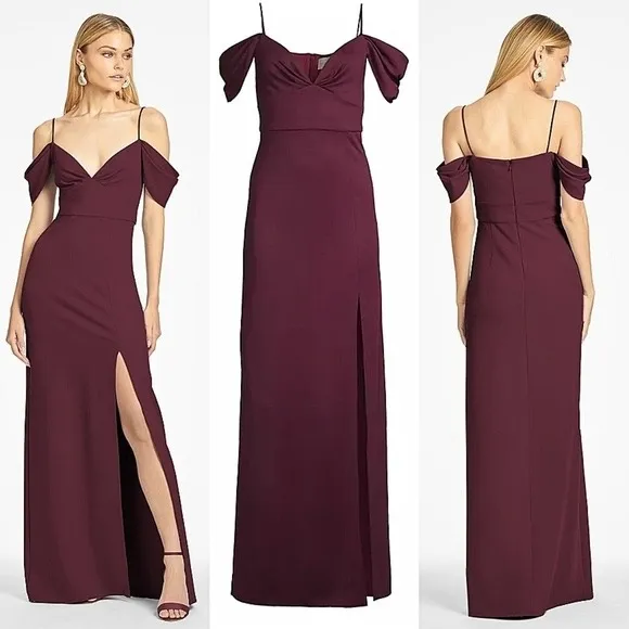 Sachin & Babi Brittany Stretch Crepe Cold-Shoulder Gown Size‎ 6 Deep Wine NWT - Image 10