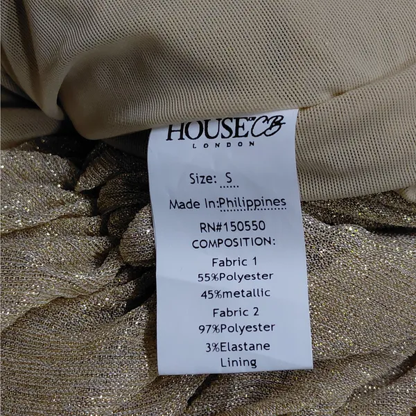 House of CB Ella Ruched Organza Mini Dress Sz Small Gold Cocktail Party Wedding - Image 8