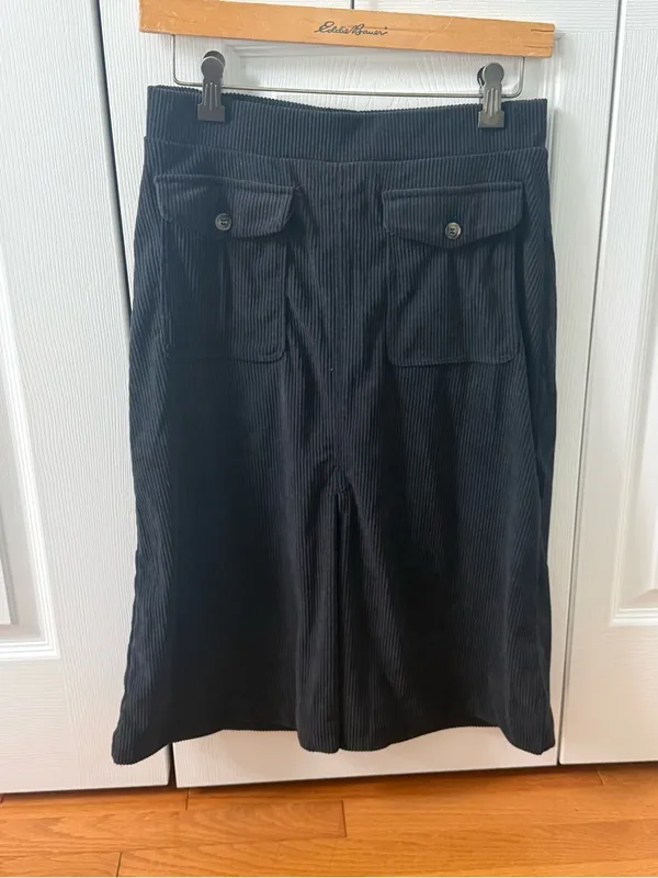 Halara Auracord Cloud Mid Rise Front Side Flap Pocket Mini Corduroy Skirt Black - Image 2