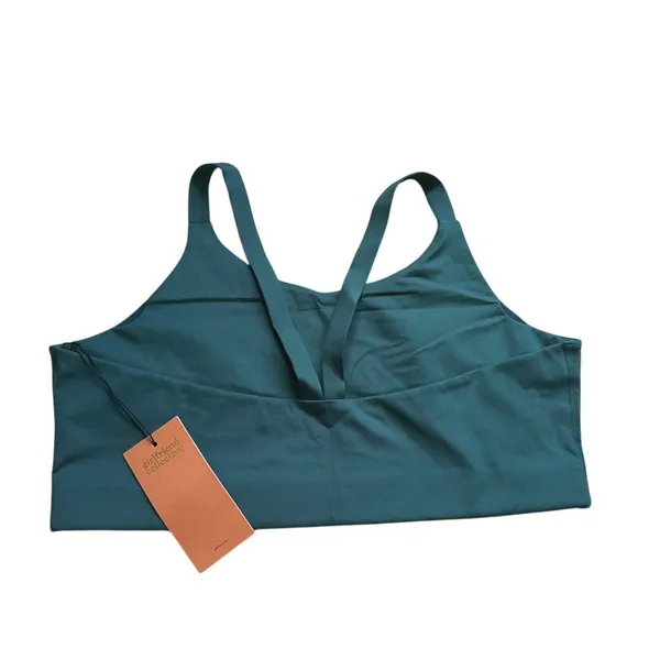 NWT Girlfriend Collective Lou Sports Bra XXXL Teal Green V-Back Gym Workout - Image 4