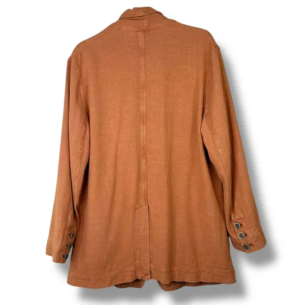 Free People NWOT We The Free Brown Button Linen Cotton Blend Heavy Blazer Jacket - Image 8