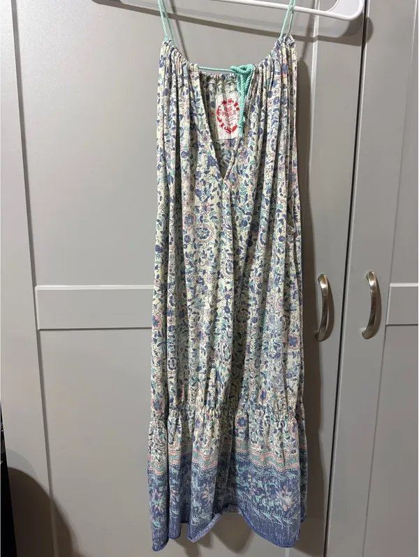 Free People Floral Boho Maxi Dress with Adjustable Straps - Image 3
