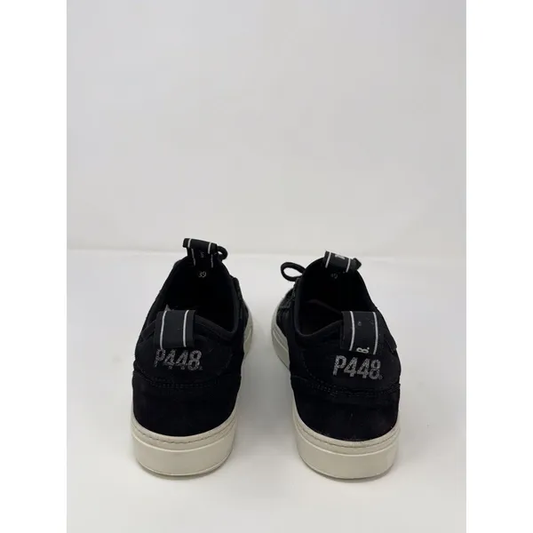 P448 Sohosocks Womens Shoes Black Suede Low Top Fashion Sneakers Italian 39 US 9 - Image 6