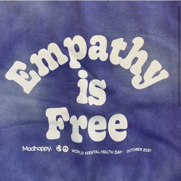 Madhapoy BLUE TIE DYE MENTAL HEALTH EMPATHY‎ IS FREE CREWNECK size small - Image 3