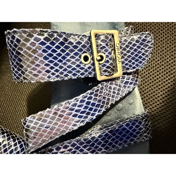 Vionic Womens Blue Snake Print Adjustable Slide‎ Sandals Size 8 - Image 3