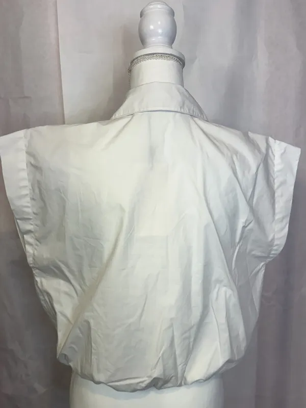 Zara White Sleeveless Button-Down Shirt with Elastic Hem - Image 4