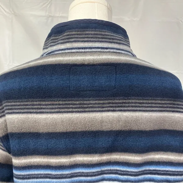 Southern Grit Tundra Fleece‎ Pullover Snap Striped Blue Grey Southwestern Womens - Image 9