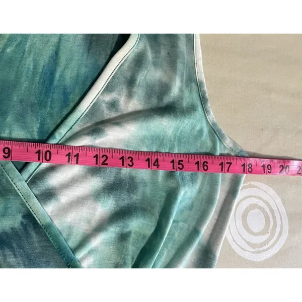 WOOSEA Size S Women’s Sleeveless Deep V-Neck Maxi Dress Blue Green Tie Dye Boho - Image 11