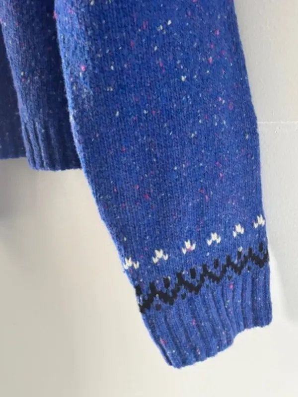 J.Crew Womens XL Alpaca Merino Wool Blue Nordic Knit Sweater Fair Isle Ribbed - Image 4