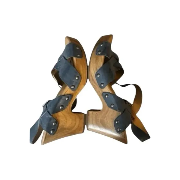 Korks Bagley Platform Sandals Size 8M Grey Leather Chunky Heeled Ankle Strap - Image 4