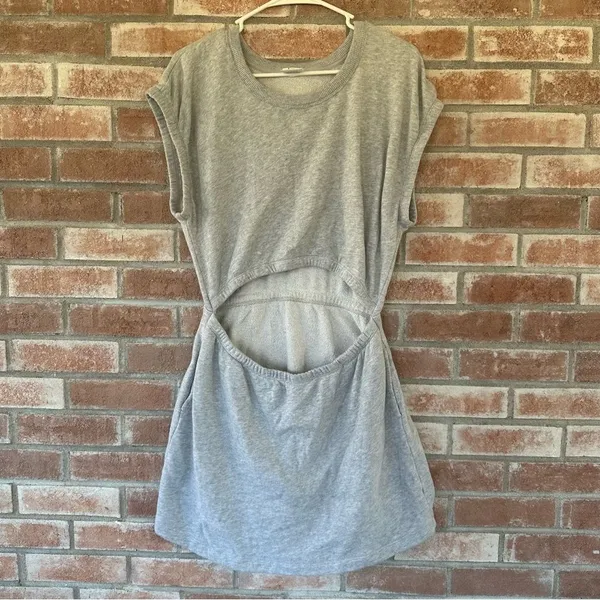 Offline Aerie Weekend Cutout Dress Sweatshirt Cotton Women’s Medium Heather Gray - Image 3