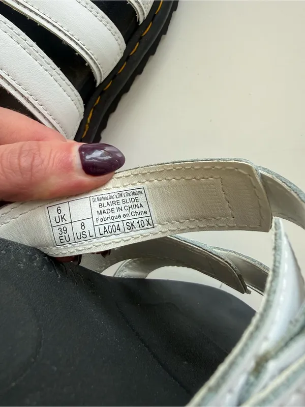 Dr. Martens Blaire Leather Slides White Size 8 - Image 7