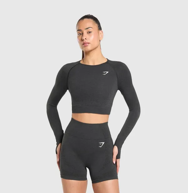 Gymshark Vital Seamless 2.0 Long Sleeve Gray Crop Top - Image 7