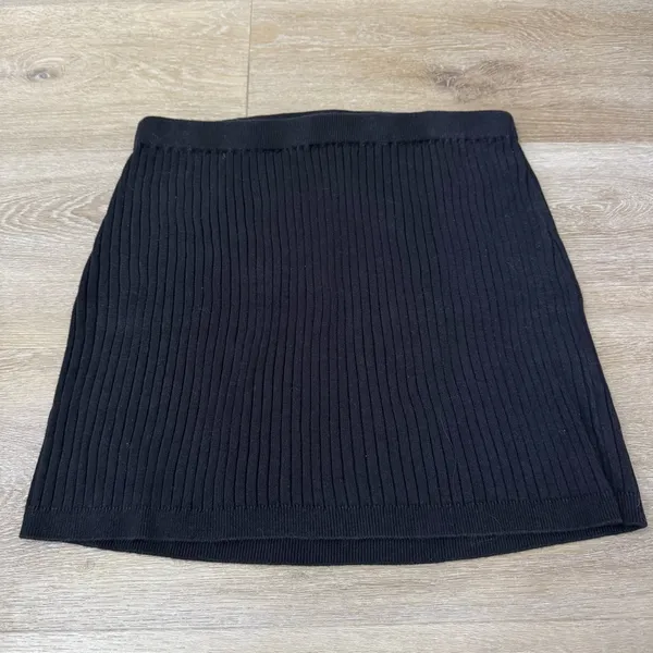 FP Beach Free People Callie Black Ribbed Women's Skirt - Image 2