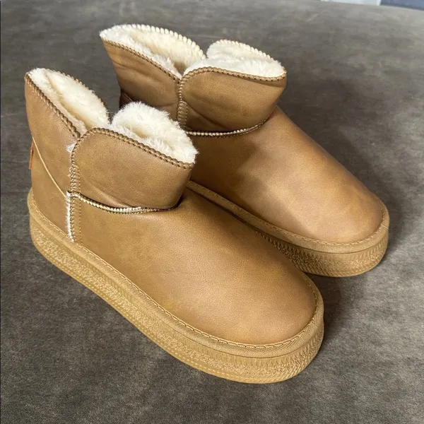 Women’s Mini Platform Ankle Boots Faux Fur Lined Size 7 (EU38) NEW - Image 2