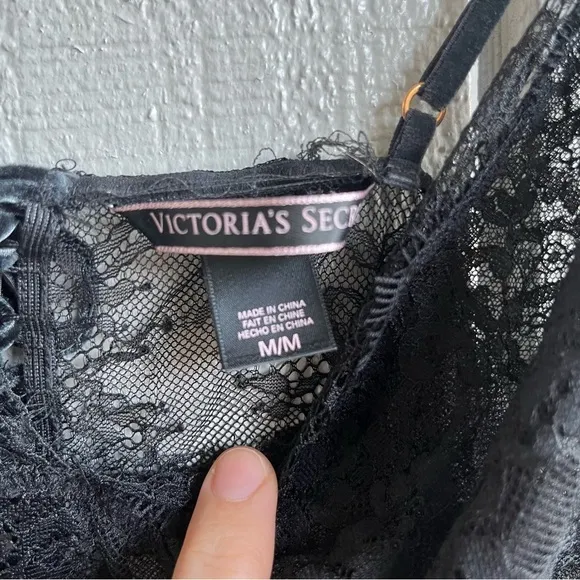 Victoria’s Secret Dream Angels Black Lace‎ Up Back Slip M - Image 3