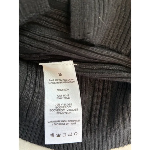 NWT Garage Jet Black Ribbed Mock Neck Crop‎ Bodycon Sweater NWT Size Medium - Image 7