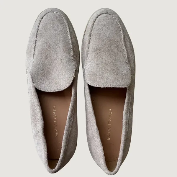 Marc Fisher Womens Suede Espadrille Loafers Taupe Beige Moc Toe Flats Size 7M - Image 8