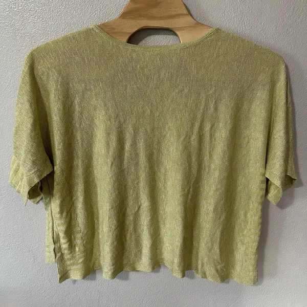 Anthropologie Medium Alica‎ Shimmer Metallic Shirt Yellow Linen Blend Oversized - Image 3