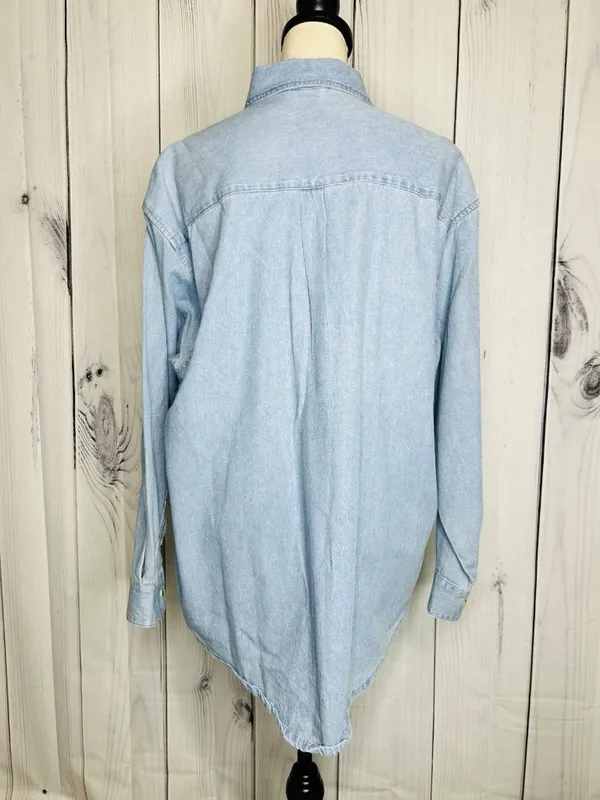 Princess Cruises Blue Womens Button Down Cotton Denim Shirt Sz M Vintage - Image 9