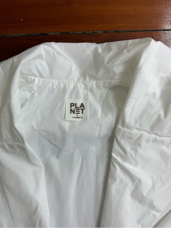 PLANET By Lauren G Nylon Emily Trench Coat White Oversized Sz OS 🧡🍄 - Image 10