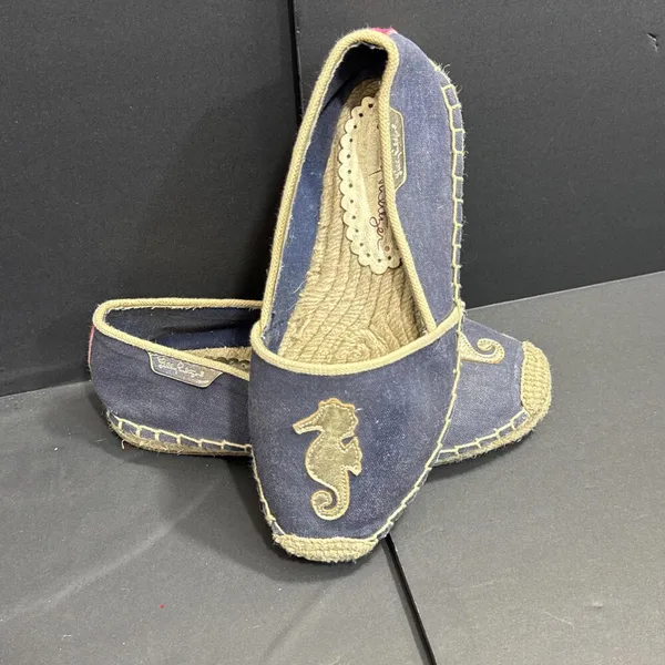 Lilly Pulitzer Preppy Nautical Beach Designer‎ Espadrille True Navy Seahorse 6 - Image 2