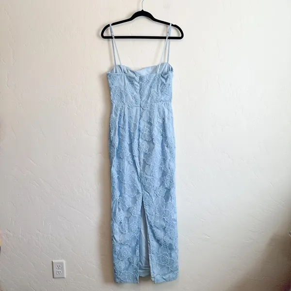 House of CB | Eva Embroidered Floral Corset Maxi Dress in Tuscan Blue | Large - Image 8