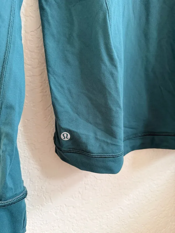 Lululemon it’s Rulu Teal Green Blue Long Sleeve Hooded‎ Top Shirt 12 - Image 7