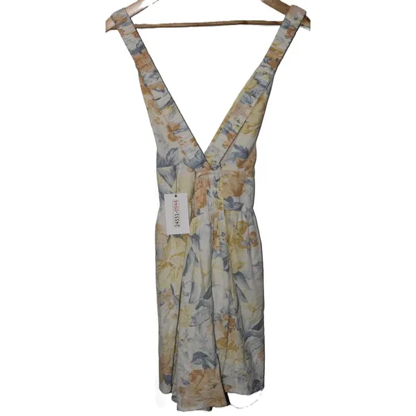 Womens Abercrombie & Fitch White Floral V-Neck Sleeveless Dress Size Medium Tall - Image 2